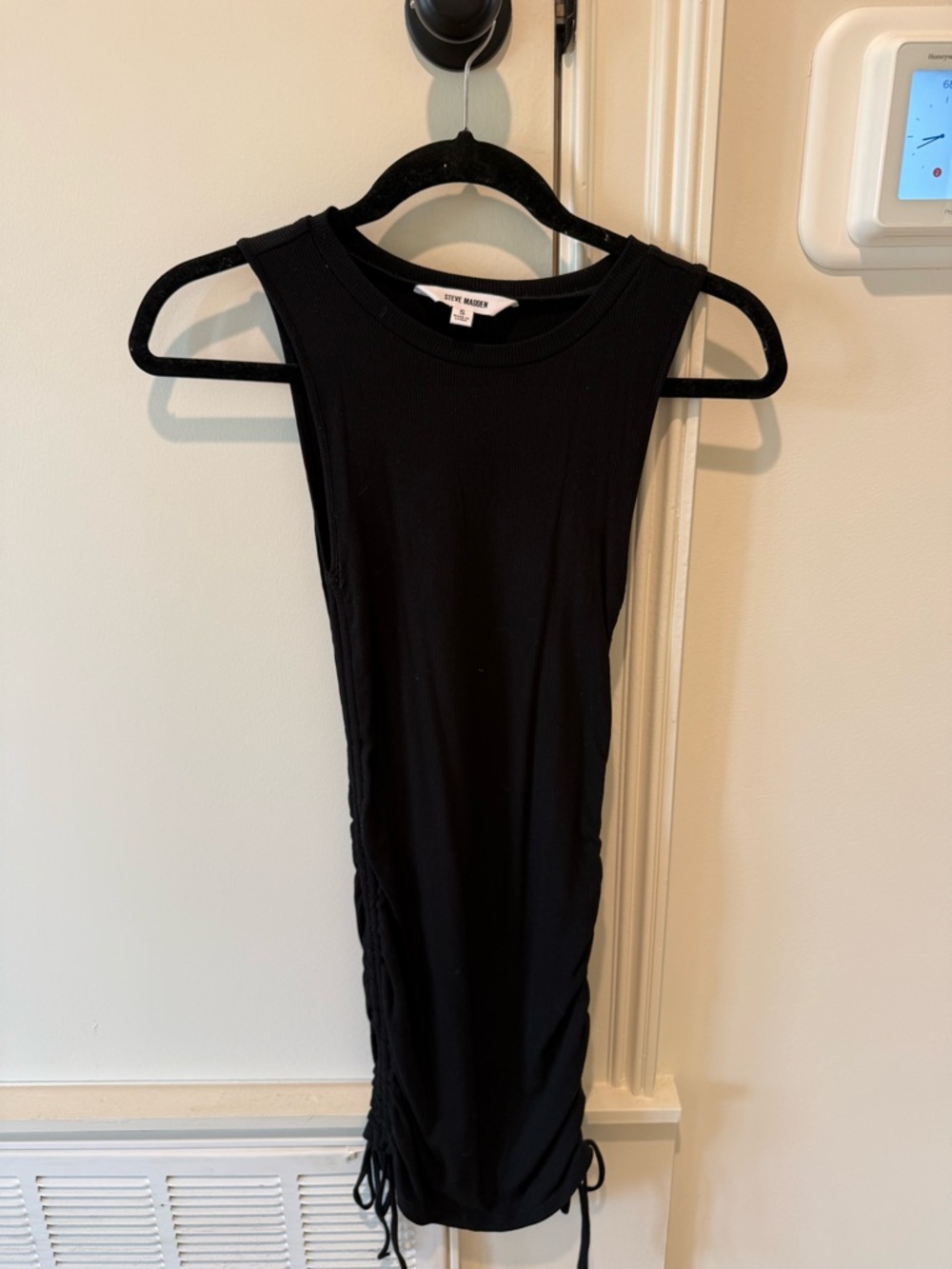 Steve Madden Black Sleeveless Ruched Tank Dress Size Small